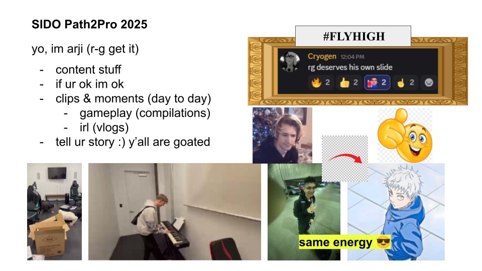 Custom intro slide presented to players and staff on day 1